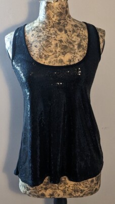 Rue 21 Black Sequin Front Tank Top, Small