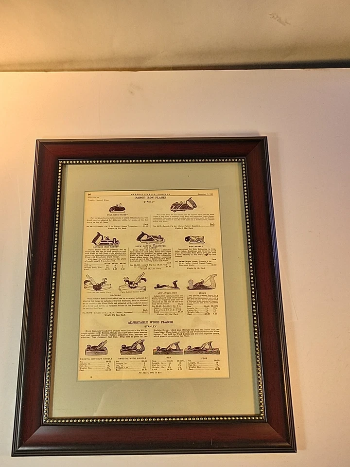 Stanley Tools Retro Framed 'Fancy Iron Plates' Vintage Framed Tool Ad 13x11 - Image 2 of 4