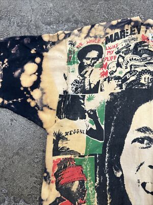 RARE VTG Fruit of the Loom Bob Marley Mosquito Head Single Stitch