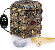 Electric Incense Burner with Regulator - Oud Frankincense Resin Burner - Bronze