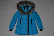 AUTHENTIC LEE LEE GIRLS MACKAGE COLLAR DOWN COAT NATURAL FUR AQUA  ALL SIZES NEW