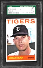 1964 TOPPS BASEBALL #128 MICKEY LOLICH TIGERS (ROOKIE CARD) SGC 6 EX/NM. rookie card picture