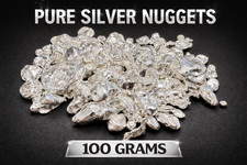 100g pure silver nuggets, silver is 99.9% pure silver and cast into nuggets. 81.09 per troy oz