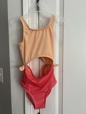 art class Peach And Pink Cut Out One Piece Swimsuit Girls Medium 8 GUC