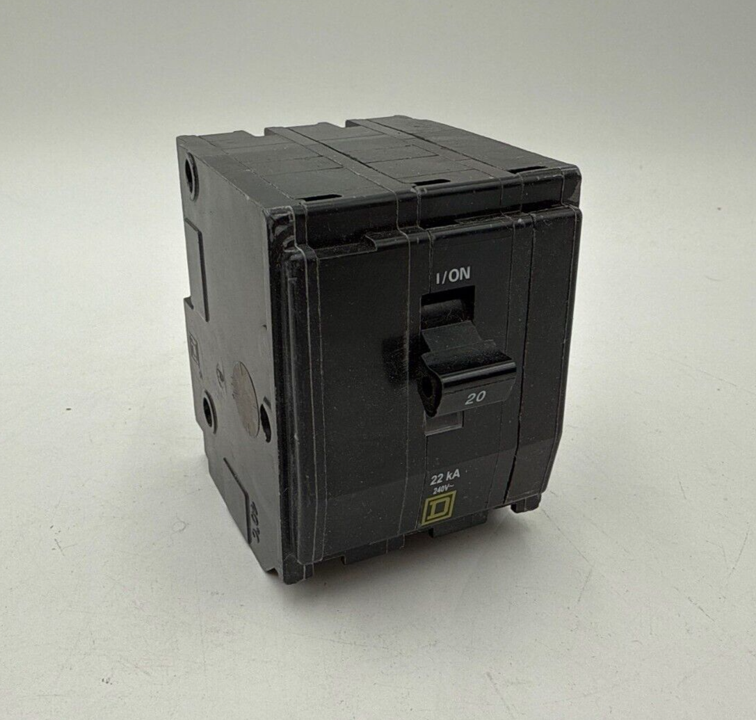 Square D QO320VH Circuit Breaker 20A 3P 120/240V 22kA QO Plug On 20 Amp