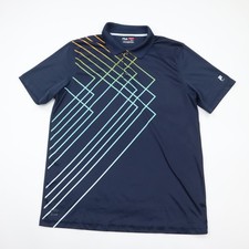 Fila Sport Golf Polo Shirt Mens Large Dark Blue Geometric Quick Dry Performance