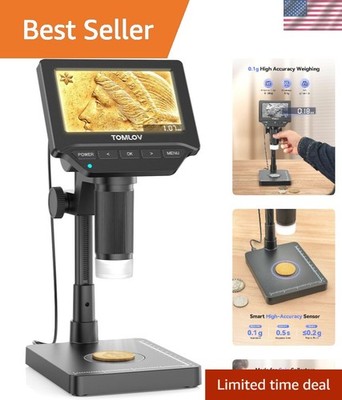 DM4W Microscope: 4.3  Display, Built-in Scale, 1000X Magnification & USB Connect
