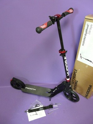 HUDORA BigWheel 230  Scooter Komfortabler Aluminium Cityoller Roller schwarz rot