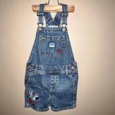 Disney Mickey Minnie Mouse Denim Bib Overalls Shortalls Y2k Size 5 Embroidered