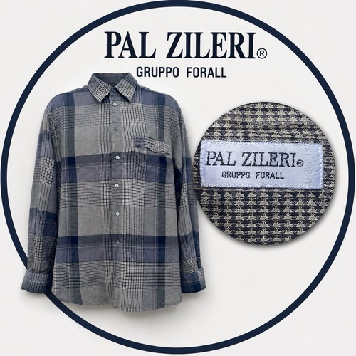 Pal Zileri, PAL ZILERI Check Shirt Large L, 16" Collar | P2P 22" GREY VIOLET VTG 80s 90s VGC
