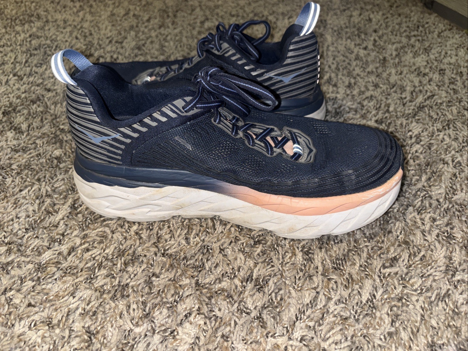 Hoka Shoes Bondi 6 Womens 9 Running Athletic Sport Comfort Cushion Blue Pink thumbnail 5