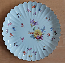 Meissen Kuchenschale Blumenmuster 1. Wahl Muschelrand