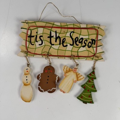 Wooden Tis The Season Christmas Wall Hanging Decor Sign Ornament 5'' Holiday