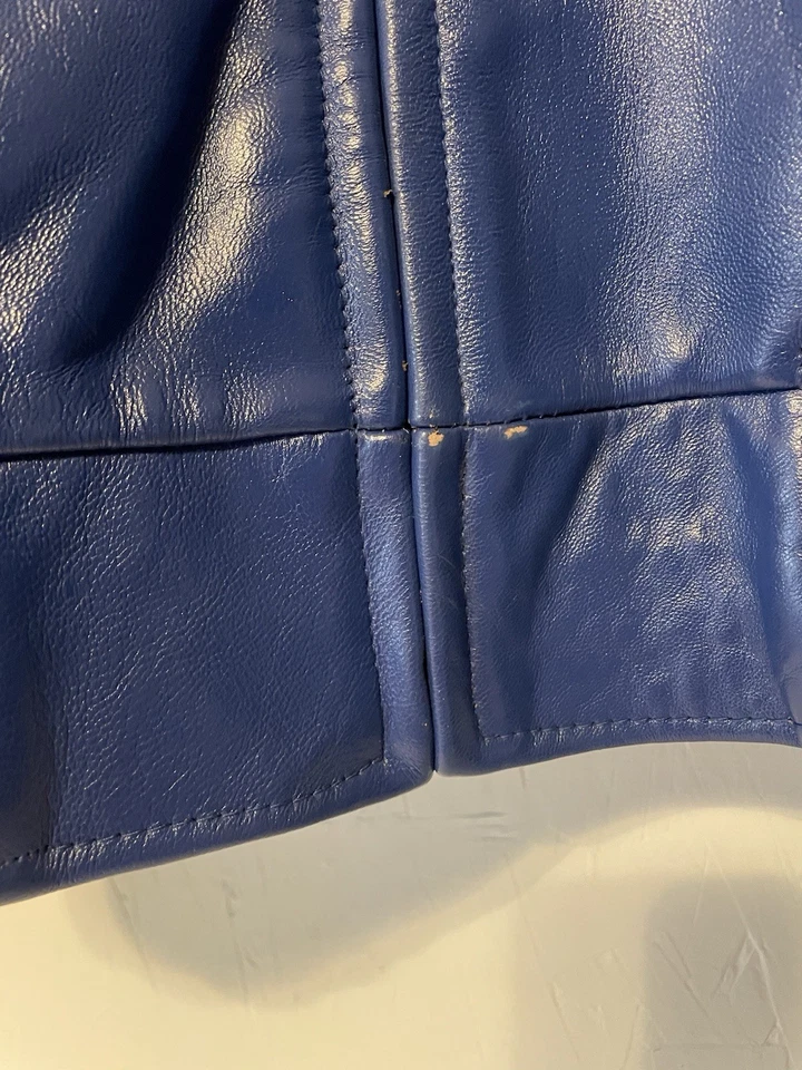 Chaqueta de cuero azul eléctrica vintage 3X para hombre UB Tuff Stuff años 90 cremallera UBTLG99 Foto 3 de 4