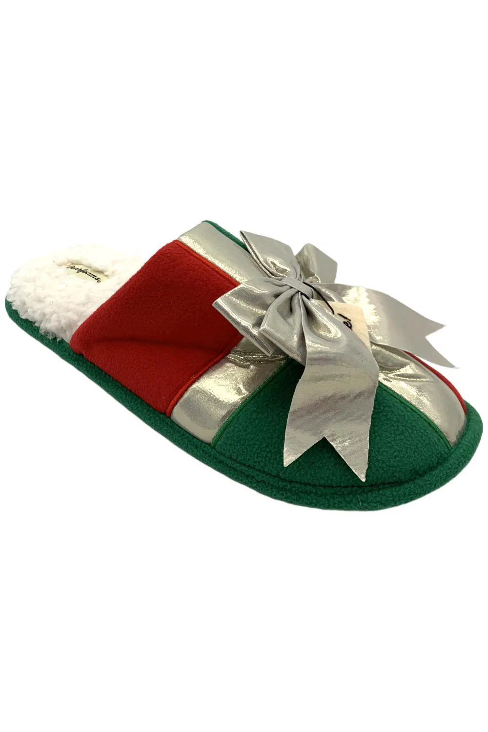Dearfoams Mens Holiday Gift Bow Novelty Slippers Green 5890₽