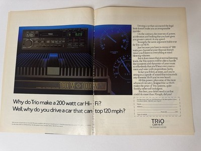 Original Vintage 1985 Trio Radio Cassette Magazin Werbung Poster Zuschnitt Retro