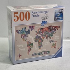 Ravensburger WORLD IN WORDS Map Premium Jigsaw Puzzle, 500 Pc 82215 New Sealed