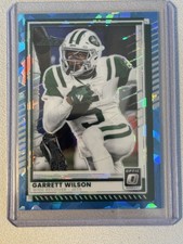 2025 Panini Optic Blue Cracked Ice Prizm Garrett Wilson 5/15 Number Match Jets