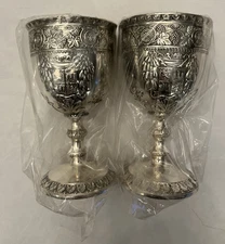 Corbell & Co Set of 2 Silver Plated Water Wine Goblets GorgeousJapan  Never Used