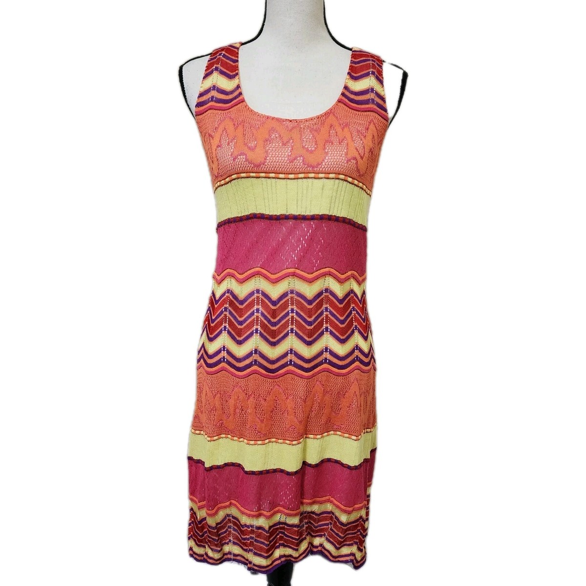 cecilia prado knit dress anthropologie size Large Chevron Tank Multicolor Brazil corseted