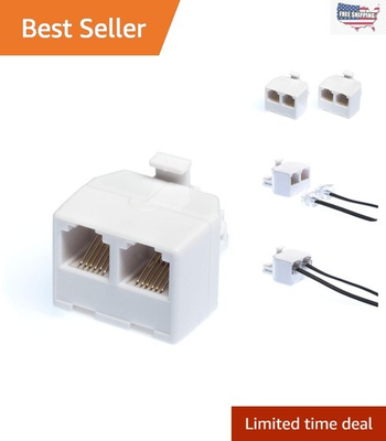 #ad 2 Pack Duplex Telephone Splitter RJ11 Adapter Connect Two Devices Easily $18.99