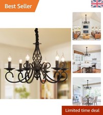 Rustic Vintage Chandelier with 6 E14 Bulb Capacity - Ideal for Farmhouse Decor