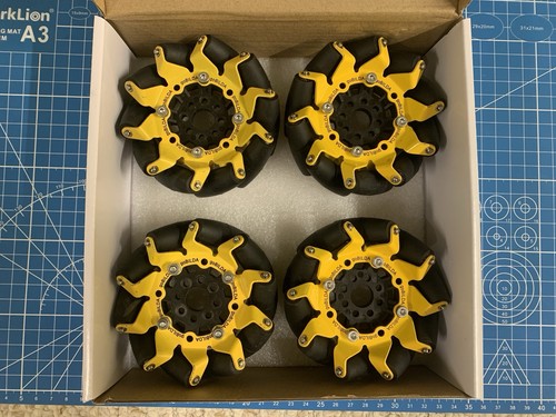 goBILDA 3213-3606-0002, 96mm Mecanum Wheel Set, 70A Durometer Bearing Rollers
