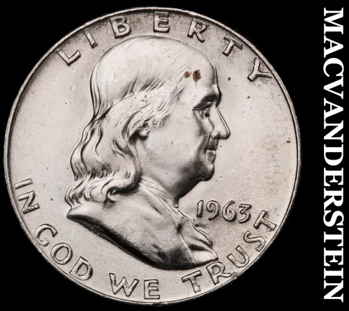 1963-D Silver Franklin Half Dollar - Choice Gem Brilliant Unc+++  #G9207
