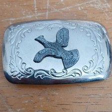 Bird Design Silver Tone Western Americana Belt Buckle Collectible Made in USA