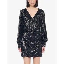 The Kooples Black Sequin Embellished Mini Dress in Black Size FR 0/ US 2