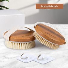 2-in-1 Wood Body Brushes - Wet  Dry Shower Brush, Soft  Stiff Bristles, Cel...