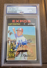 1971 TOPPS SIGNED CARD CARL MORTON EXPOS BRAVES ROOKIE CUP # 515 PSA DNA. rookie card picture