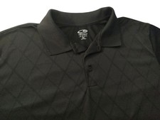 Champion Golf Polo Shirt Performance Diamond Pattern Black Mens Extra Large