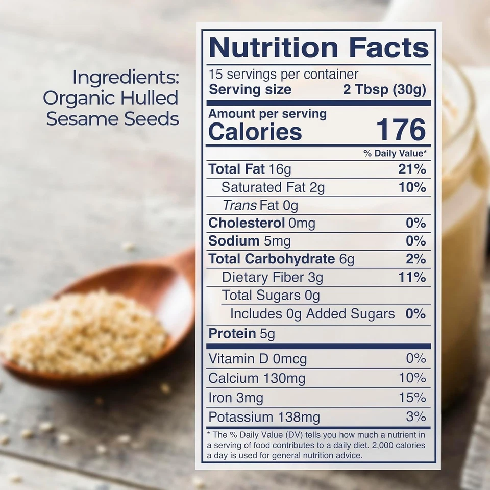 Organic Sesame Tahini -  Seeds, 16 oz, 5 glass jars - Image 4 of 4