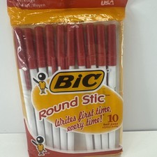 Vintage Bic Round Stic Pens Red Correcting 10 Pack Sealed 1990s New Medium