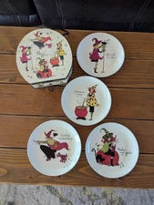 Set of 4 Rosanna Salad Plates W Original Box - Glamour Witches Halloween Theme