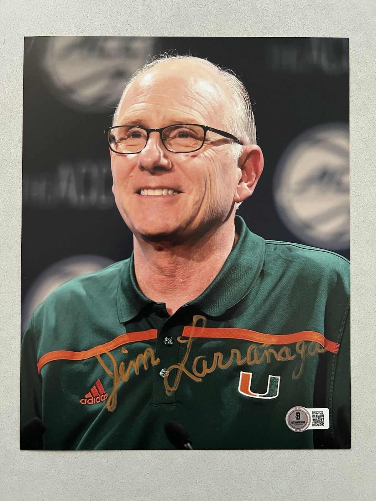Jim Larranaga Autographed Signed Miami Hurricanes 8x10 photo Beckett BAS COA NCAA Miami Hurricane 