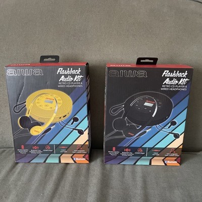 NEW  Aiwa Flashback Audio Kit Retro CD Player Wired Headphones Black or Gold 