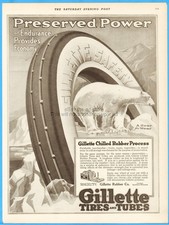 1919 Gillette Rubber Co Car Tires Antique Print Ad Polar Bear Art Eau Claire WI