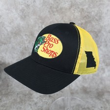 Bass Pro Shops Missouri Hat Cap Mens Black Yellow Snapback Mesh Gone Fishing