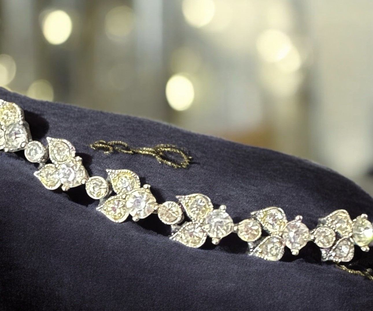 Bogoff Rhodium Plated Clear Rhinestone Necklace v… - image 5