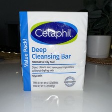 Cetaphil Deep Cleansing Bar 4.5oz 3 Pack Sensitive Dry Normal Skin Soap