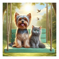 Cat and Dog Diamond Painting Kit for Adults DIY Decor 12 x 12 Inch
