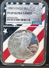 1988 S Proof $1 American Silver Eagle NGC PF69UC Flag Core