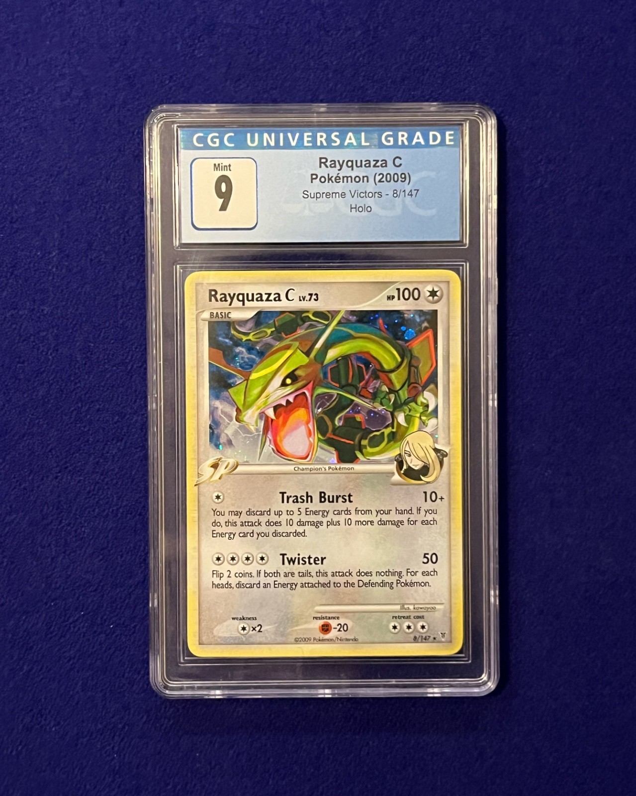 CGC 9 Rayquaza C Holo #8 W/Swirl Supreme Victors 2009 Pokemon MINT