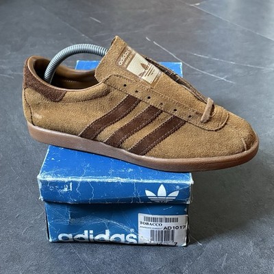 Vintage 1980s Adidas Tobacco UK7 Made In Roumania Deadstock OG 80s Brown Suede