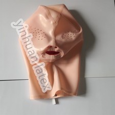 Latex Hood with Dental braces and nasal tubes Rubber Mask for Fetish Clubwear US