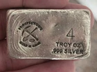 Prospector's GOLD & Gems 4 Troy Oz Hand Poured .999 Fine Silver Bar