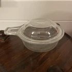 VINTAGE AUTHENTIC PYREX 601-B CLEAR GLASS HANDLE COVERED CASSEROLE NR