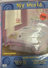 ANNAS DREAM LADYBUG 2pc Twin QUILT SET : GIRLS PURPLE PINK BUTTERFLY GARDEN
